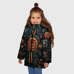 Куртка зимняя для девочки Паттерн в славянской стилистике, цвет: 3D-светло-серый — фото 2