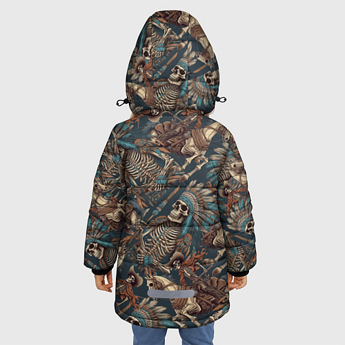 Зимняя куртка для девочки Патерн скелеты индейцев и ковбоев / 3D-Черный – фото 4