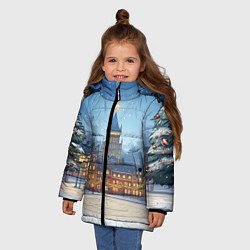 Куртка зимняя для девочки Новогодняя площадь, цвет: 3D-красный — фото 2
