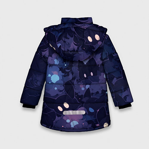 Зимняя куртка для девочки Фиолетовые котики / 3D-Светло-серый – фото 2
