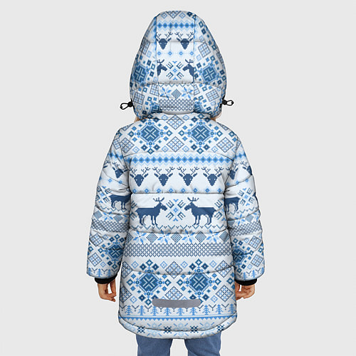 Зимняя куртка для девочки Blue sweater with reindeer / 3D-Черный – фото 4