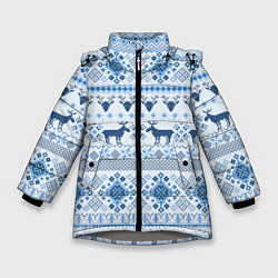 Зимняя куртка для девочки Blue sweater with reindeer