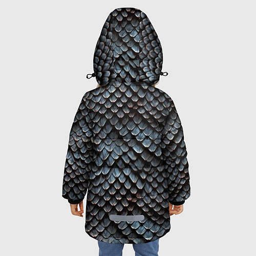 Зимняя куртка для девочки Паттерн чешуя дракона / 3D-Черный – фото 4