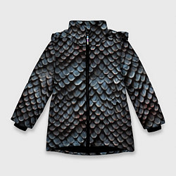 Куртка зимняя для девочки Паттерн чешуя дракона, цвет: 3D-черный