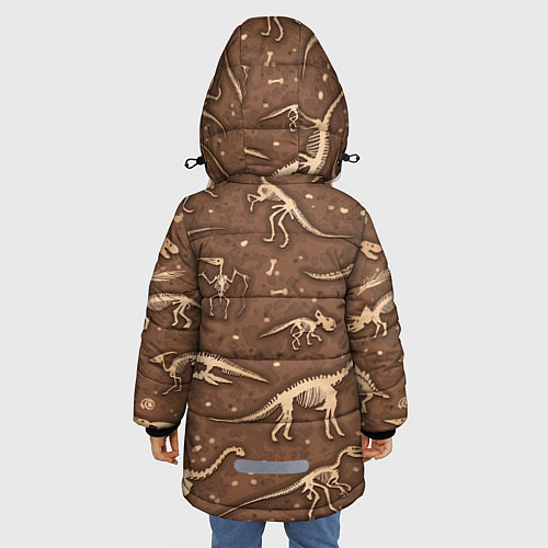 Зимняя куртка для девочки Dinosaurs bones / 3D-Черный – фото 4