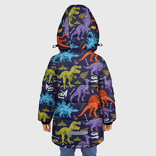 Зимняя куртка для девочки Мультяшные динозавры / 3D-Черный – фото 4