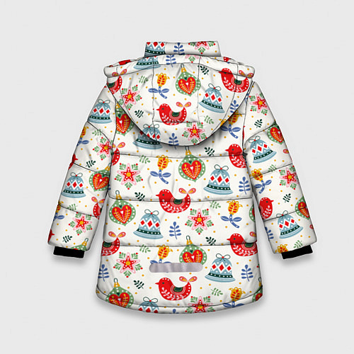 Зимняя куртка для девочки Рождественские узоры / 3D-Светло-серый – фото 2