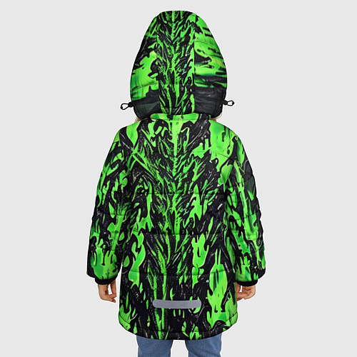 Зимняя куртка для девочки Демонический доспех зелёный / 3D-Черный – фото 4
