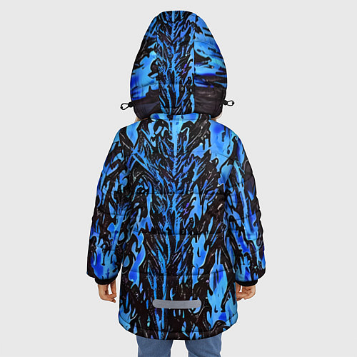 Зимняя куртка для девочки Демонический доспех синий / 3D-Красный – фото 4