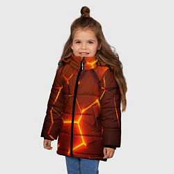 Куртка зимняя для девочки Плиты абстрактные огненные, цвет: 3D-светло-серый — фото 2