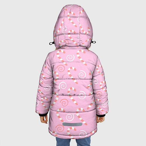 Зимняя куртка для девочки Новогодний леденец-трость / 3D-Светло-серый – фото 4