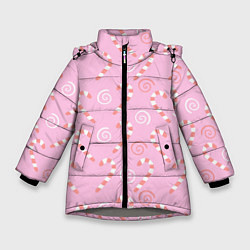Куртка зимняя для девочки Новогодний леденец-трость, цвет: 3D-светло-серый