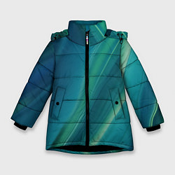 Зимняя куртка для девочки Сине-зелёная жидкая текстура - нейросеть