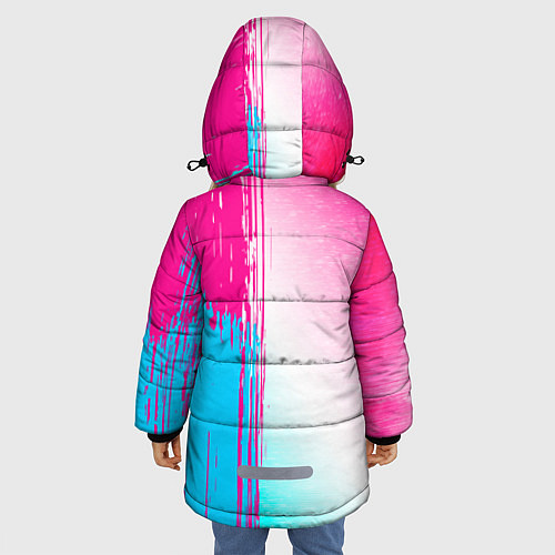 Зимняя куртка для девочки Cyberpunk 2077 neon gradient style по-вертикали / 3D-Черный – фото 4