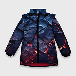 Куртка зимняя для девочки Большие камни с разломами, цвет: 3D-красный