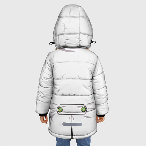 Зимняя куртка для девочки Белый мультяшный фрак с шейным платком / 3D-Черный – фото 4