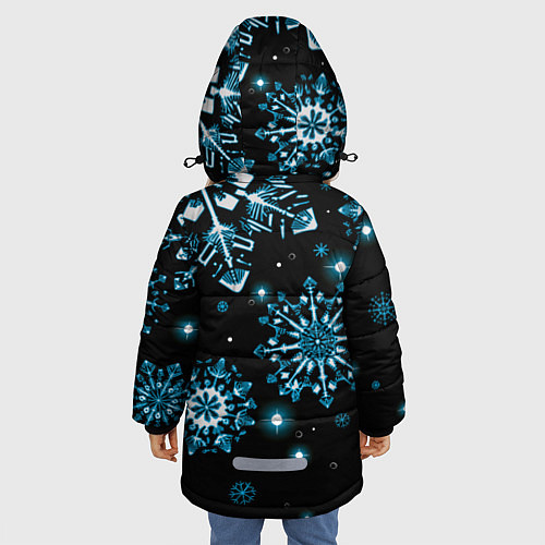 Зимняя куртка для девочки Кружение снежинок / 3D-Черный – фото 4