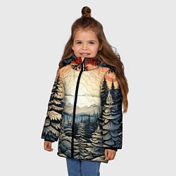 Куртка зимняя для девочки Искрящиеся снежинки в вальсе волшебства, цвет: 3D-красный — фото 2