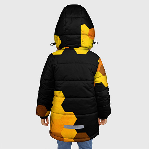 Зимняя куртка для девочки Dead Space - gold gradient вертикально / 3D-Черный – фото 4