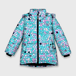 Зимняя куртка для девочки Мозаика розово-голубая