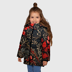 Куртка зимняя для девочки Заснеженные тропы новогодний орнамент, цвет: 3D-светло-серый — фото 2