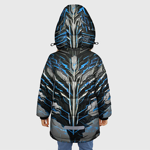 Зимняя куртка для девочки Киберпанк доспех синий / 3D-Черный – фото 4