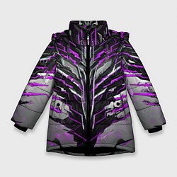 Куртка зимняя для девочки Киберпанк доспех фиолетовый, цвет: 3D-черный