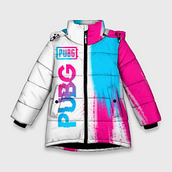 Зимняя куртка для девочки PUBG neon gradient style по-вертикали