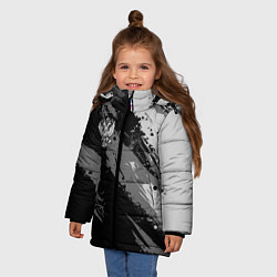 Куртка зимняя для девочки Герб РФ - серый монохромный, цвет: 3D-красный — фото 2