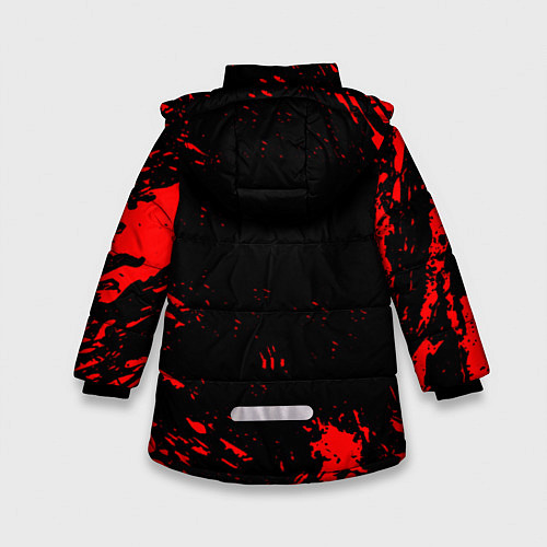 Зимняя куртка для девочки BMW красные краски на чёрном / 3D-Светло-серый – фото 2