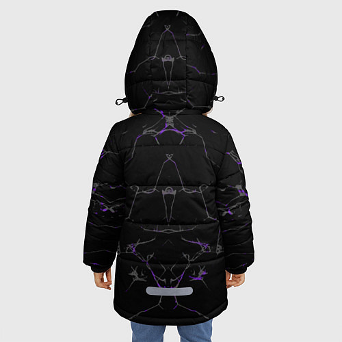 Зимняя куртка для девочки Фиолетовые трещины / 3D-Черный – фото 4