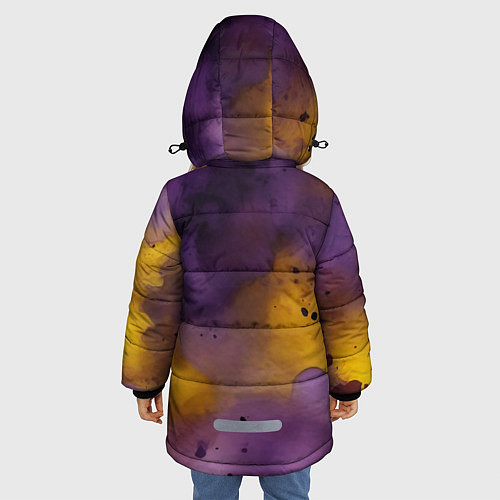 Зимняя куртка для девочки Акварелика / 3D-Черный – фото 4