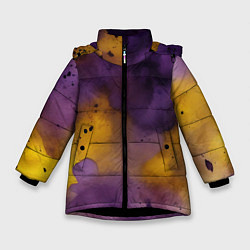 Куртка зимняя для девочки Акварелика, цвет: 3D-черный