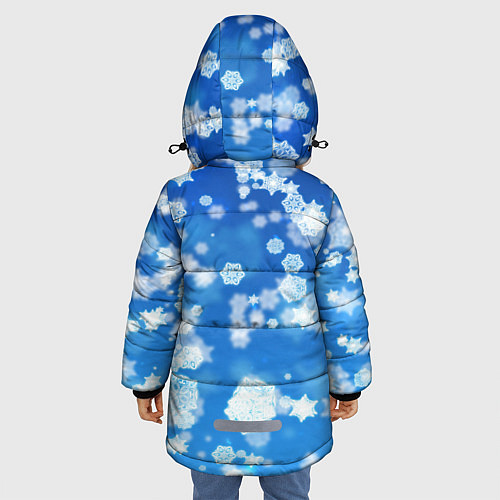 Зимняя куртка для девочки Декоративные снежинки на синем / 3D-Светло-серый – фото 4
