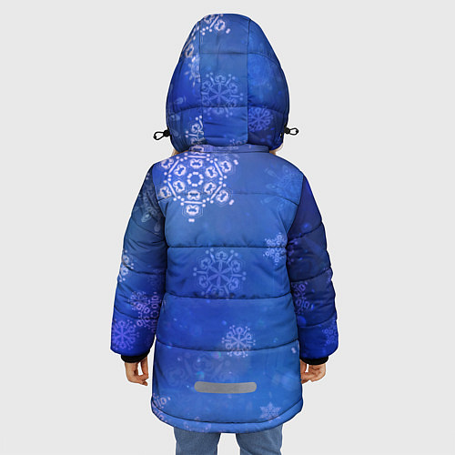 Зимняя куртка для девочки Декоративные снежинки на фиолетовом / 3D-Красный – фото 4