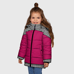 Куртка зимняя для девочки Узор из красного и черно-белых полос, цвет: 3D-красный — фото 2