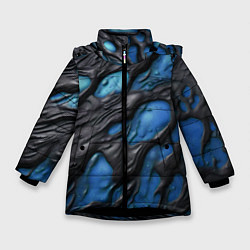 Куртка зимняя для девочки Синяя текучая субстанция, цвет: 3D-черный