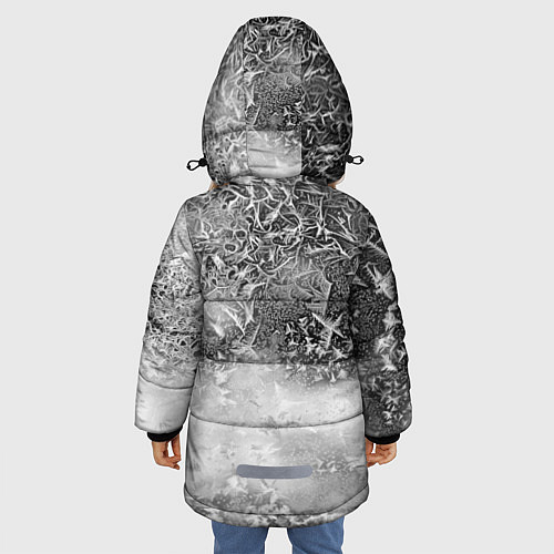 Зимняя куртка для девочки Серый лёд и снежинки / 3D-Светло-серый – фото 4