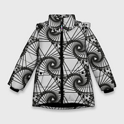 Куртка зимняя для девочки Треугольник и линии, цвет: 3D-черный
