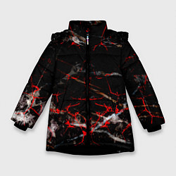 Куртка зимняя для девочки Красные узоры, цвет: 3D-черный
