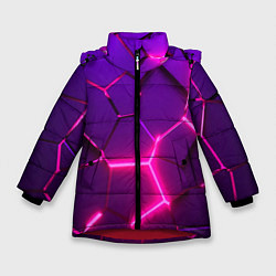 Куртка зимняя для девочки Неоновые плиты розовые, цвет: 3D-красный