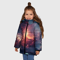 Куртка зимняя для девочки Космические облака, цвет: 3D-черный — фото 2