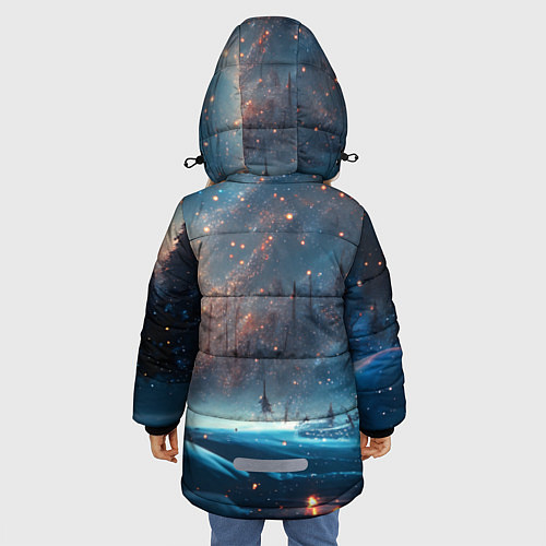 Зимняя куртка для девочки Сказочный лес / 3D-Черный – фото 4