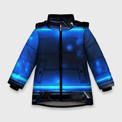 Зимняя куртка для девочки Синий неоновый экран