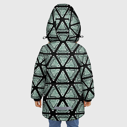 Зимняя куртка для девочки Глаз в пирамиде как калейдоскоп / 3D-Черный – фото 4