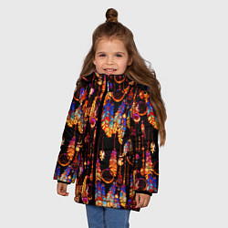 Куртка зимняя для девочки Ловцы снов с яркими перьями, цвет: 3D-черный — фото 2