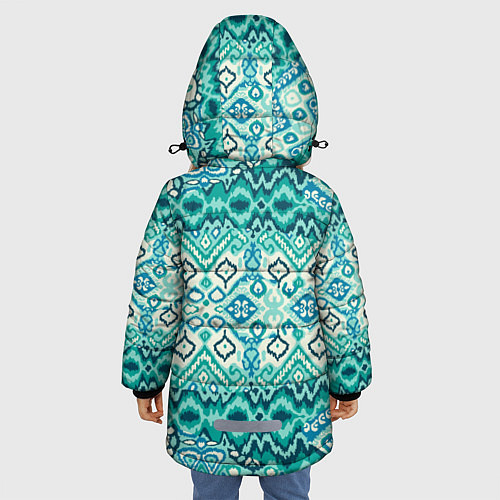 Зимняя куртка для девочки Орнамент узбекского народа - икат / 3D-Красный – фото 4