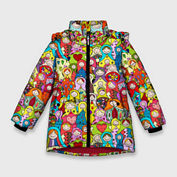Зимняя куртка для девочки Веселые русские матрешки