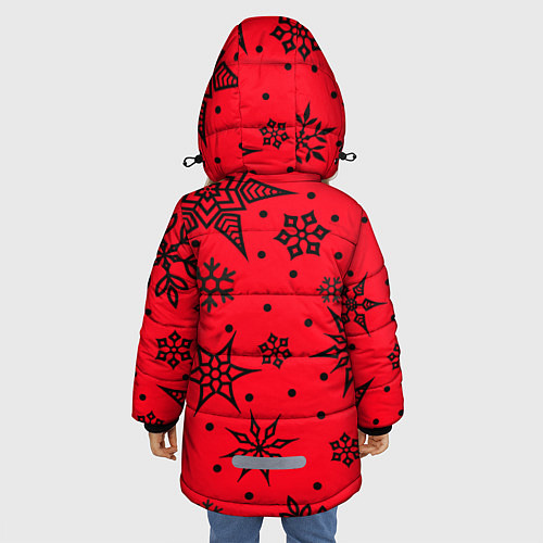 Зимняя куртка для девочки Праздничный снег / 3D-Красный – фото 4
