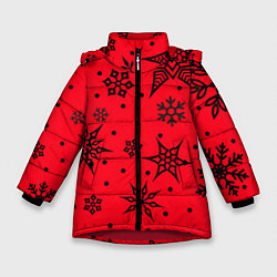 Куртка зимняя для девочки Праздничный снег, цвет: 3D-красный
